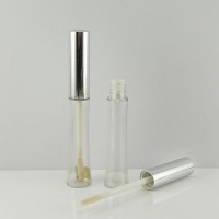 5ml empty lipgloss tube with shiny silver cap