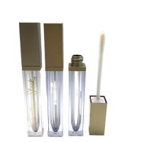 Low MOQ 6ml gold square empty lip gloss tube containers with wands lipgloss tube gold in stock