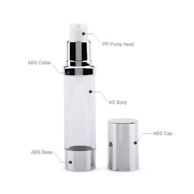 Silver packaging biodegradable plastic bottle airless pump bottle