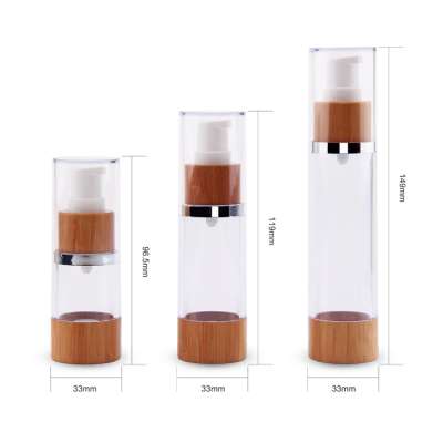 luxury empty wholesale bamboo packaging cosmetic airless bottle