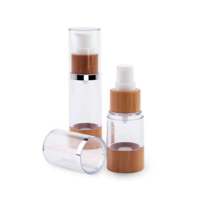 wholesale luxury packaging bamboo airless bottle bamboo bottle cosmetic